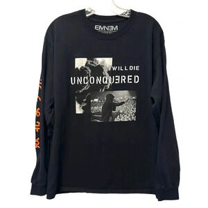 Eminem I Will Die Unconquered Shirt Adult Large Mens Black Long Sleeve